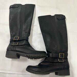 Black Leather Knee-High Boots